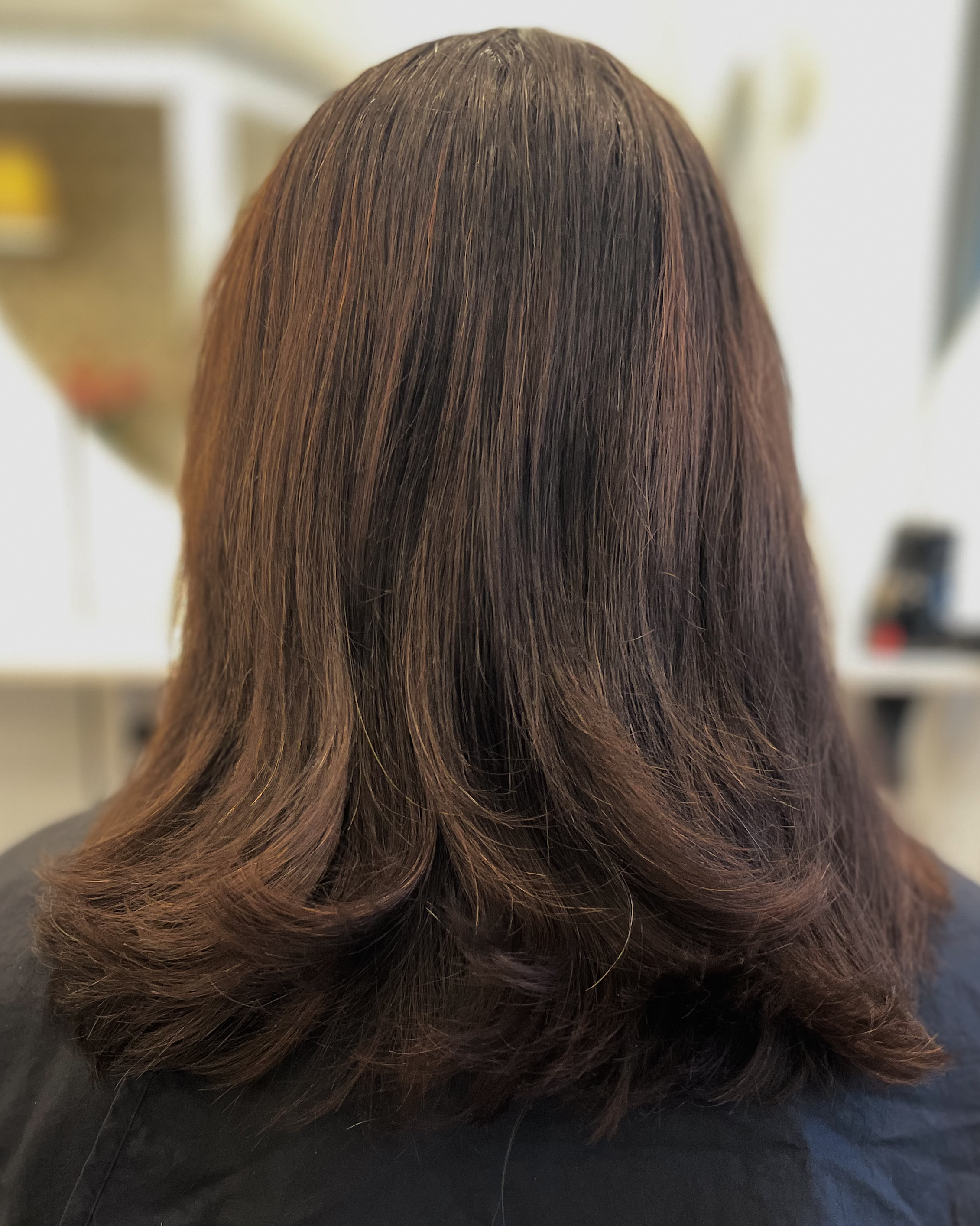 Ljusbruna slingor i mörkt hår