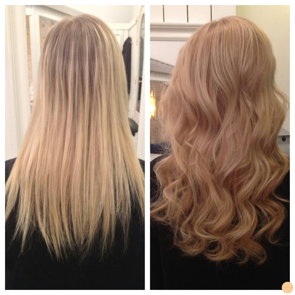 Beigeblond hårförlängning