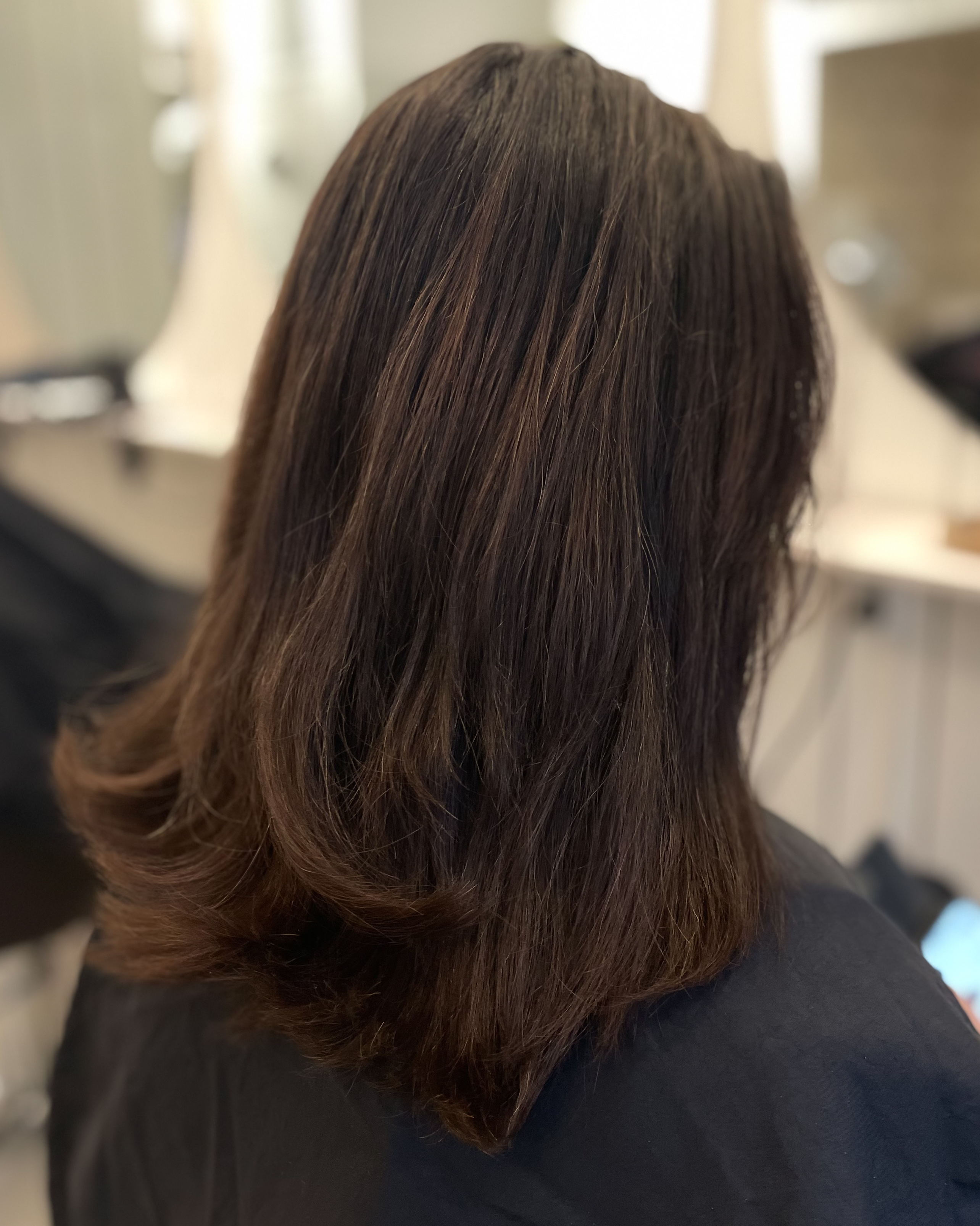 Ljusbruna slingor i mörkt hår