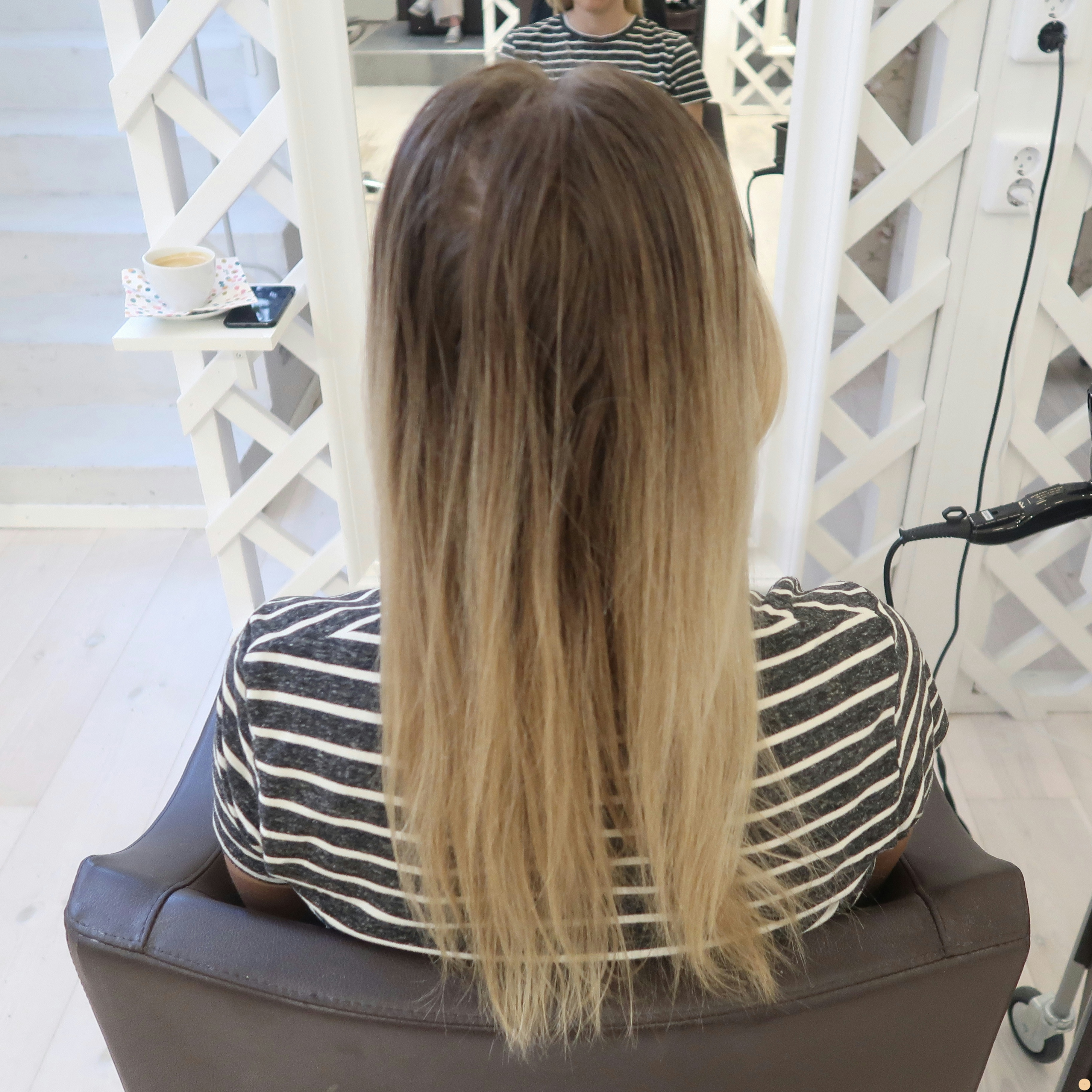 Ny kall blond bayalage+ gardinlugg