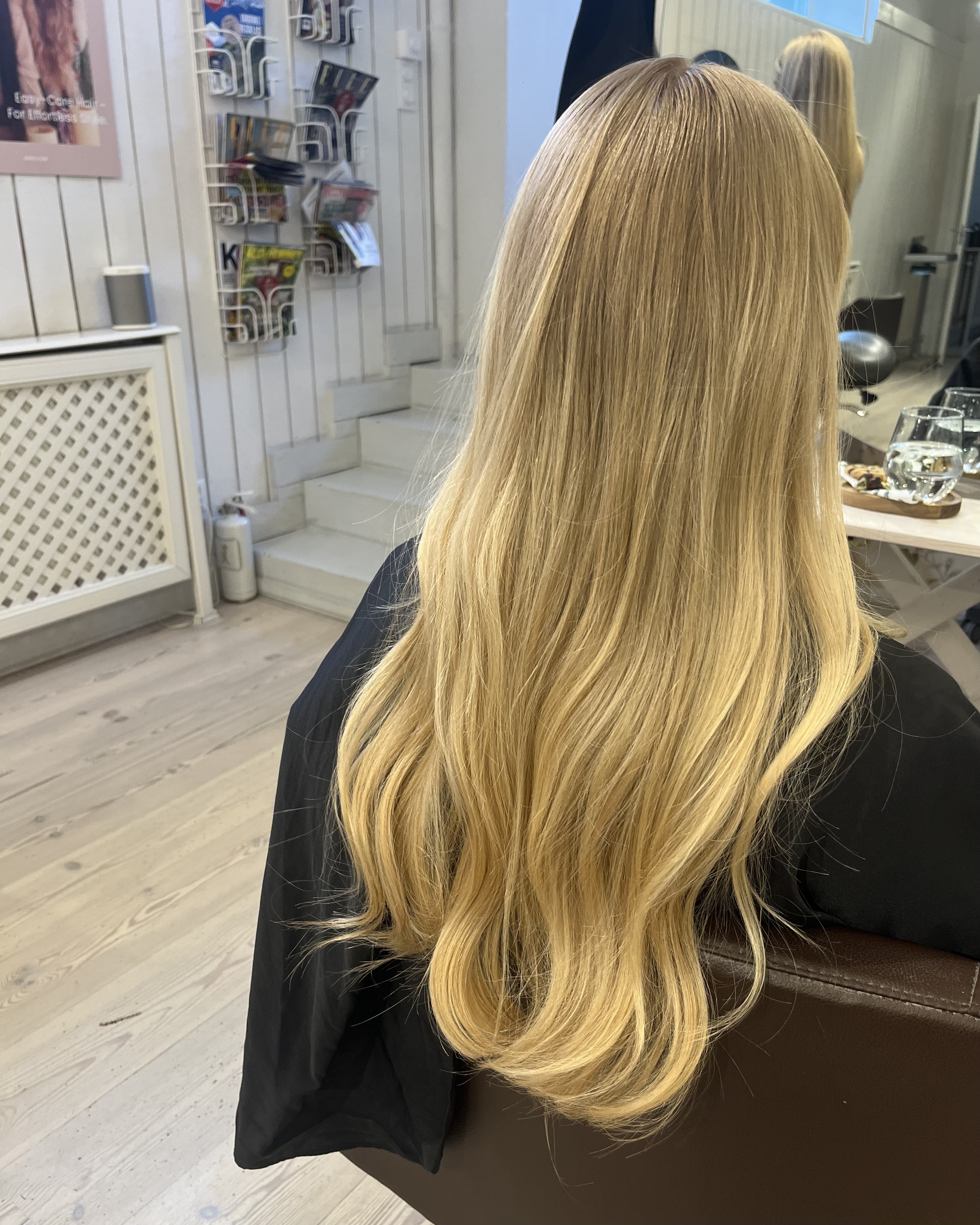 Creamy blonde hair