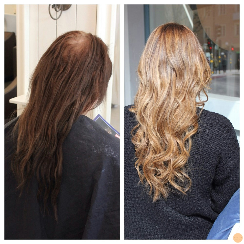 Från brunt till blont hår!