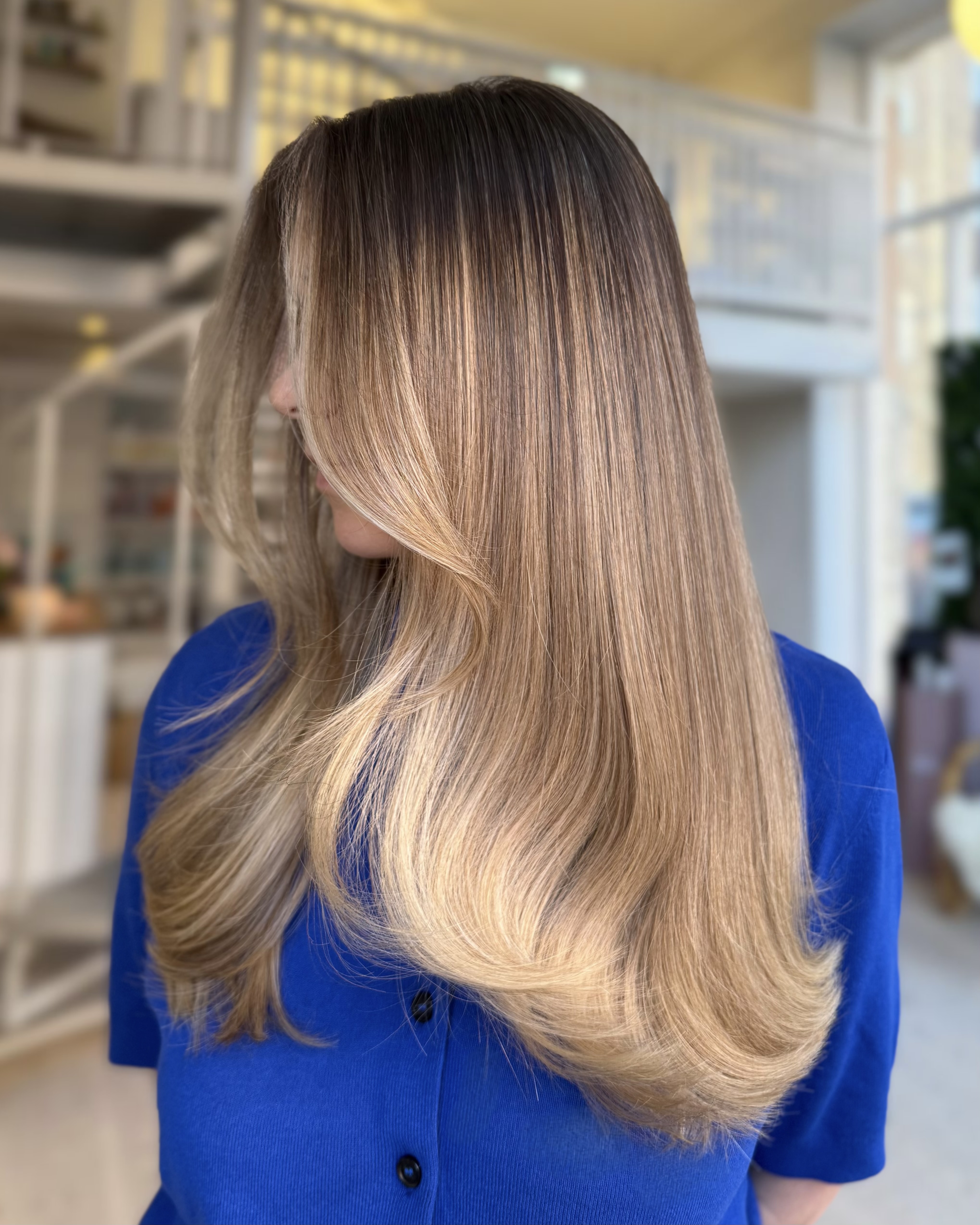 Soft balayage face frame