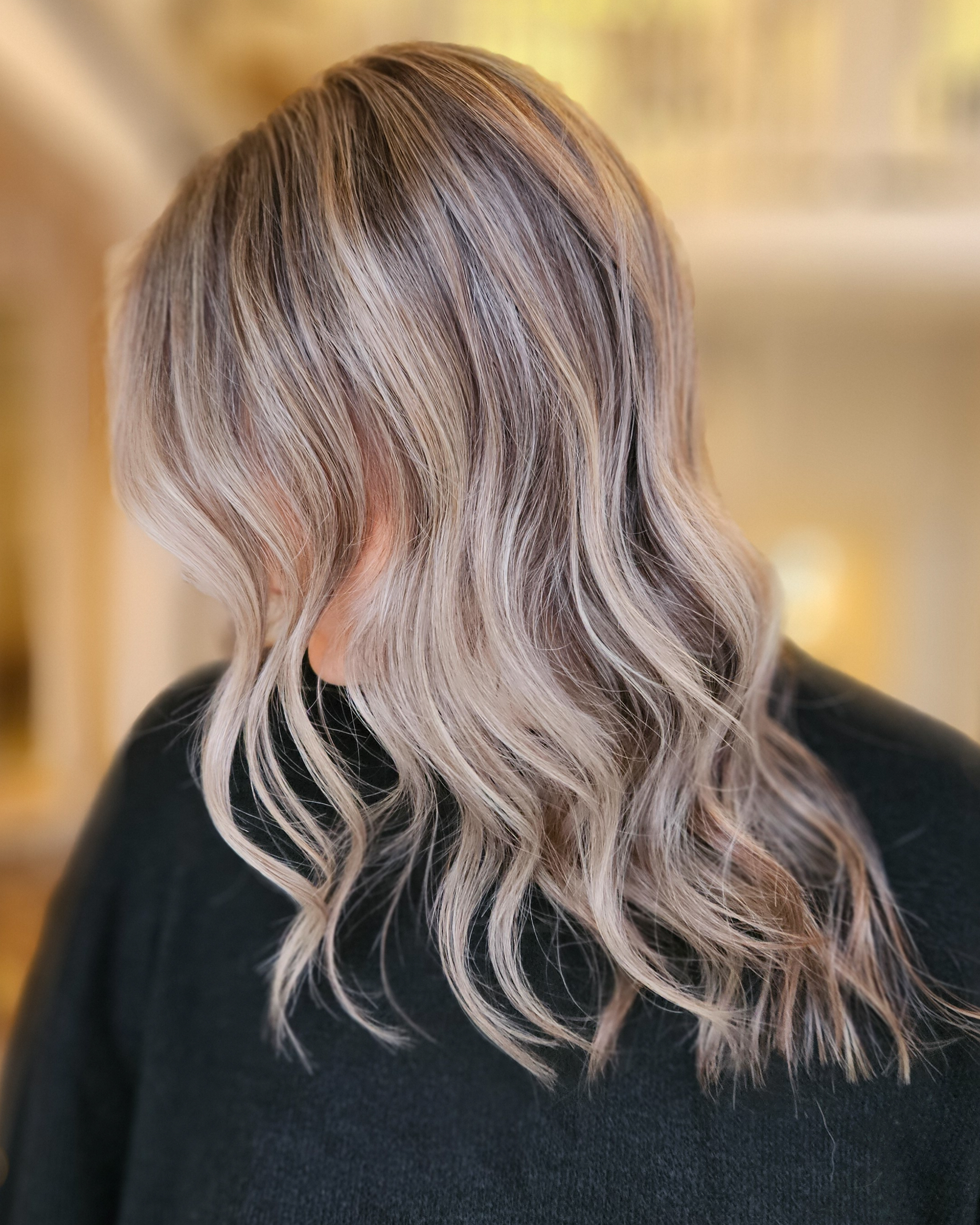Creamy blonde dimensional hair