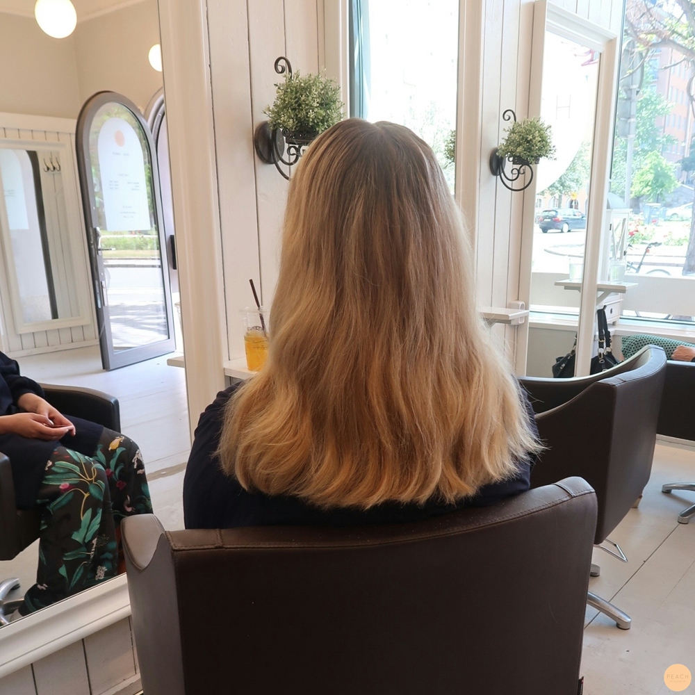 Från blond till koppar hårfärg