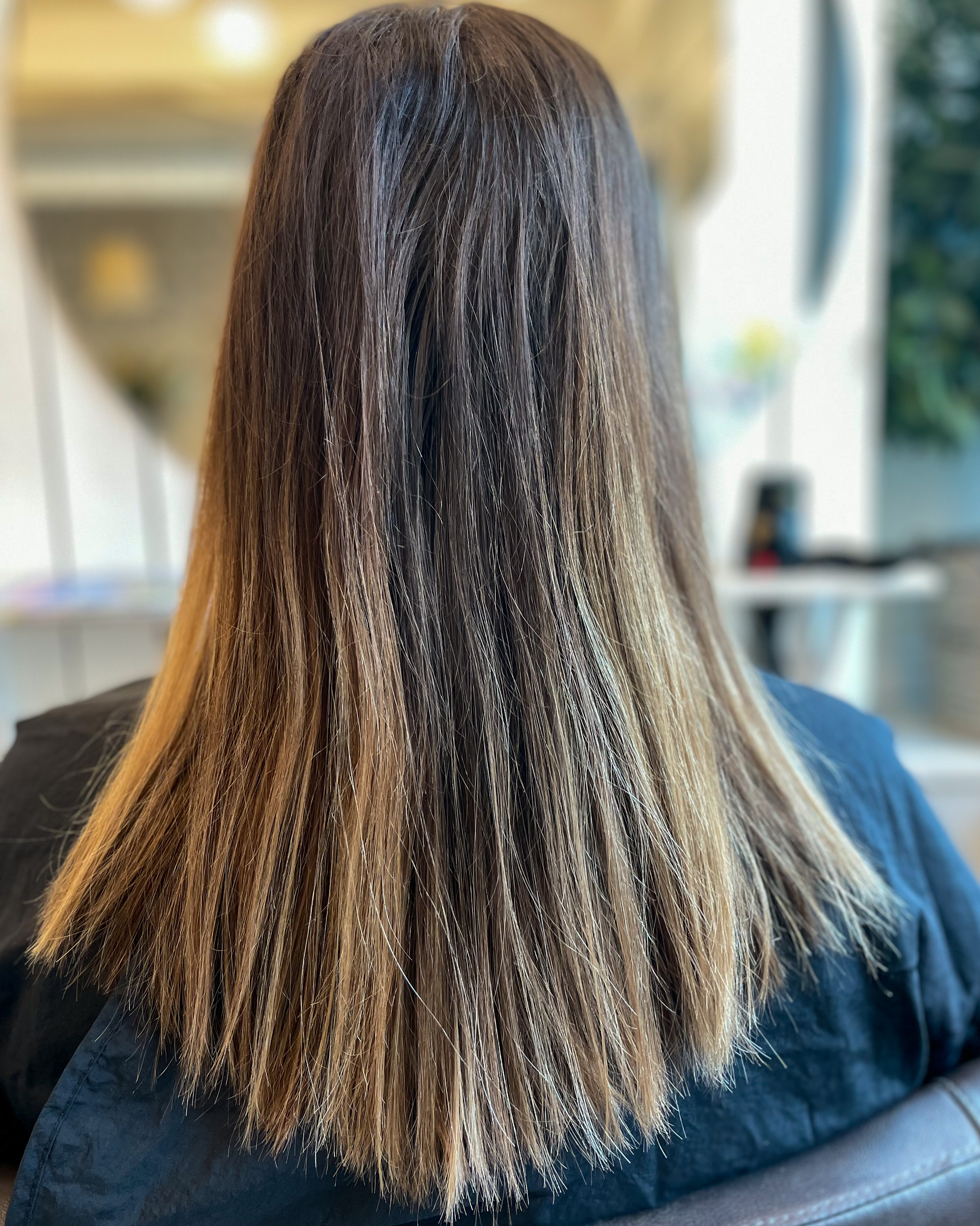 Varm brun hårfärg med ljusa slingor 🍫