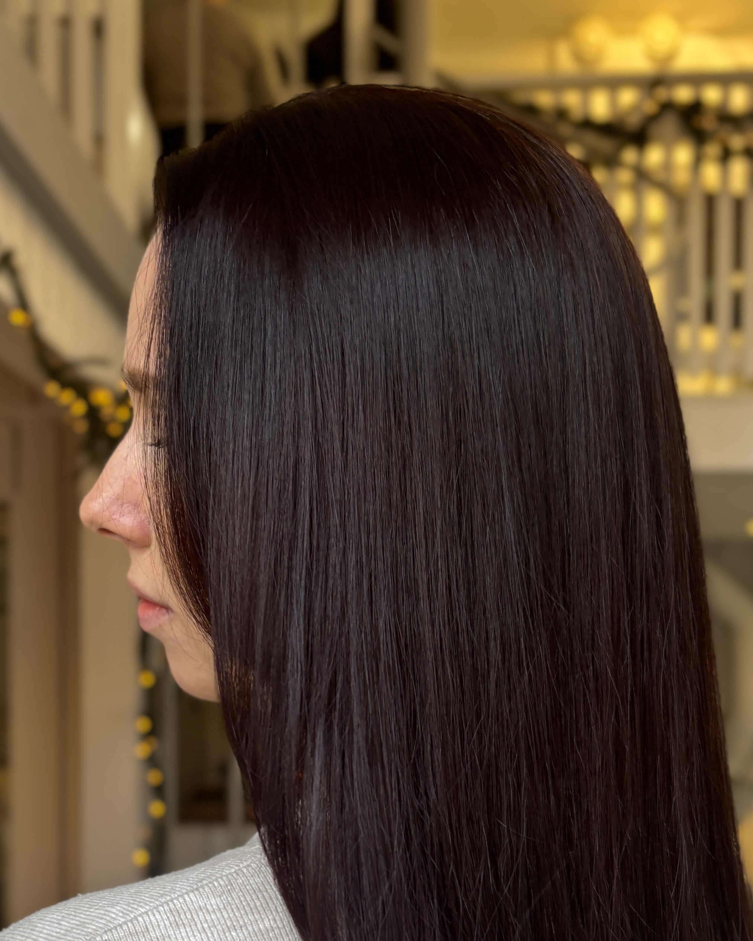 Glansig brun röd hårfärg