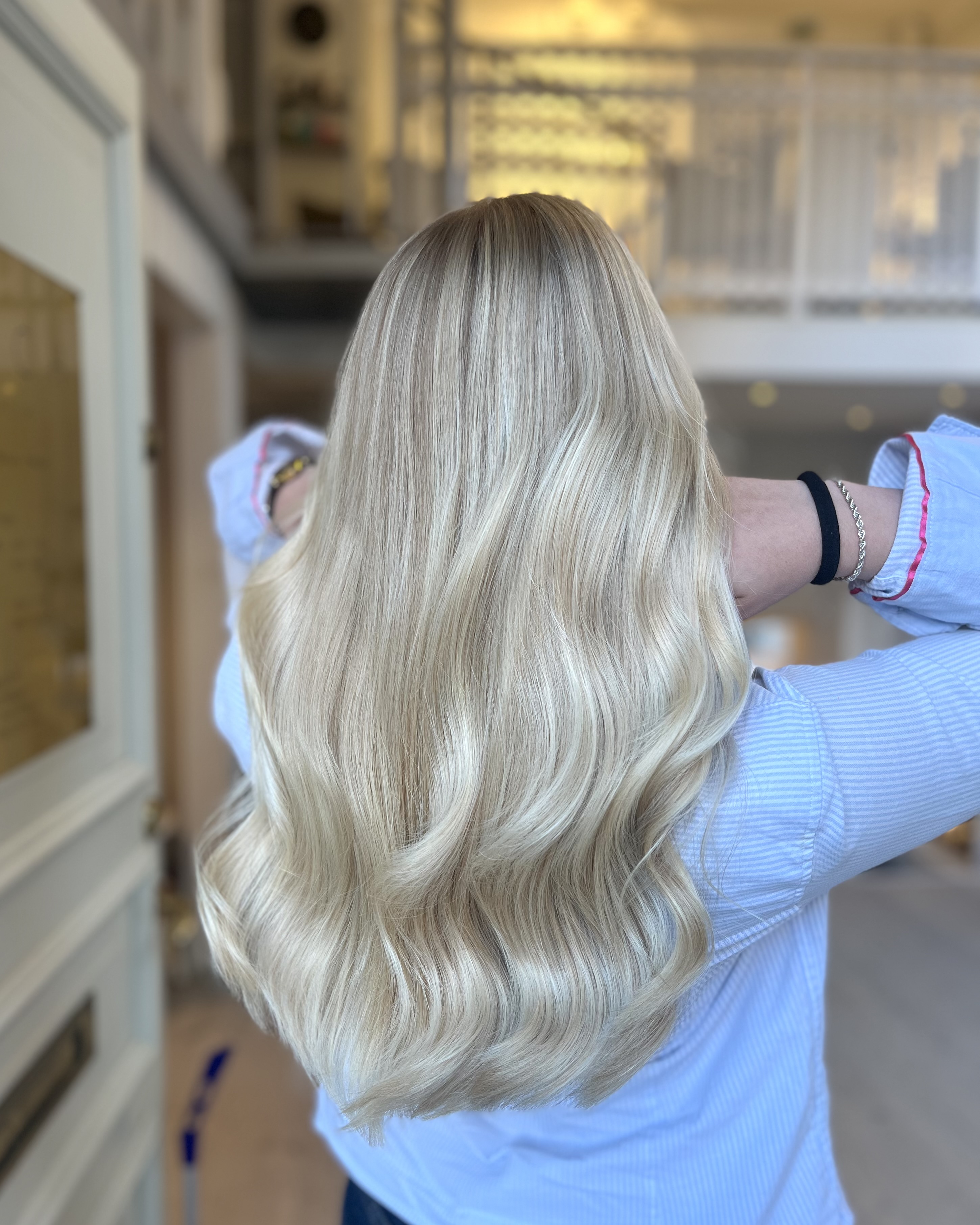 Creamy blonde hair