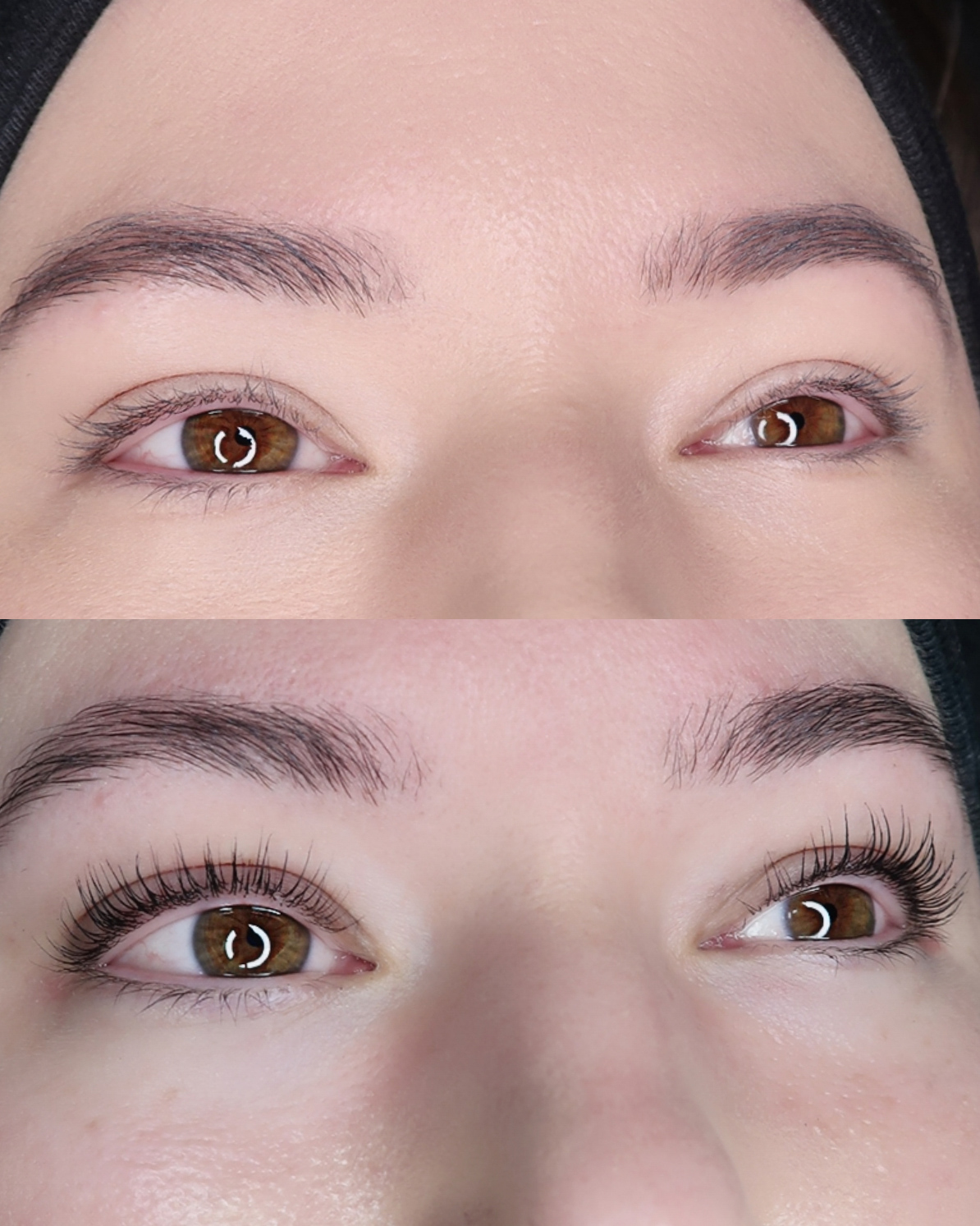 Före & efter en yumi lashes behandling