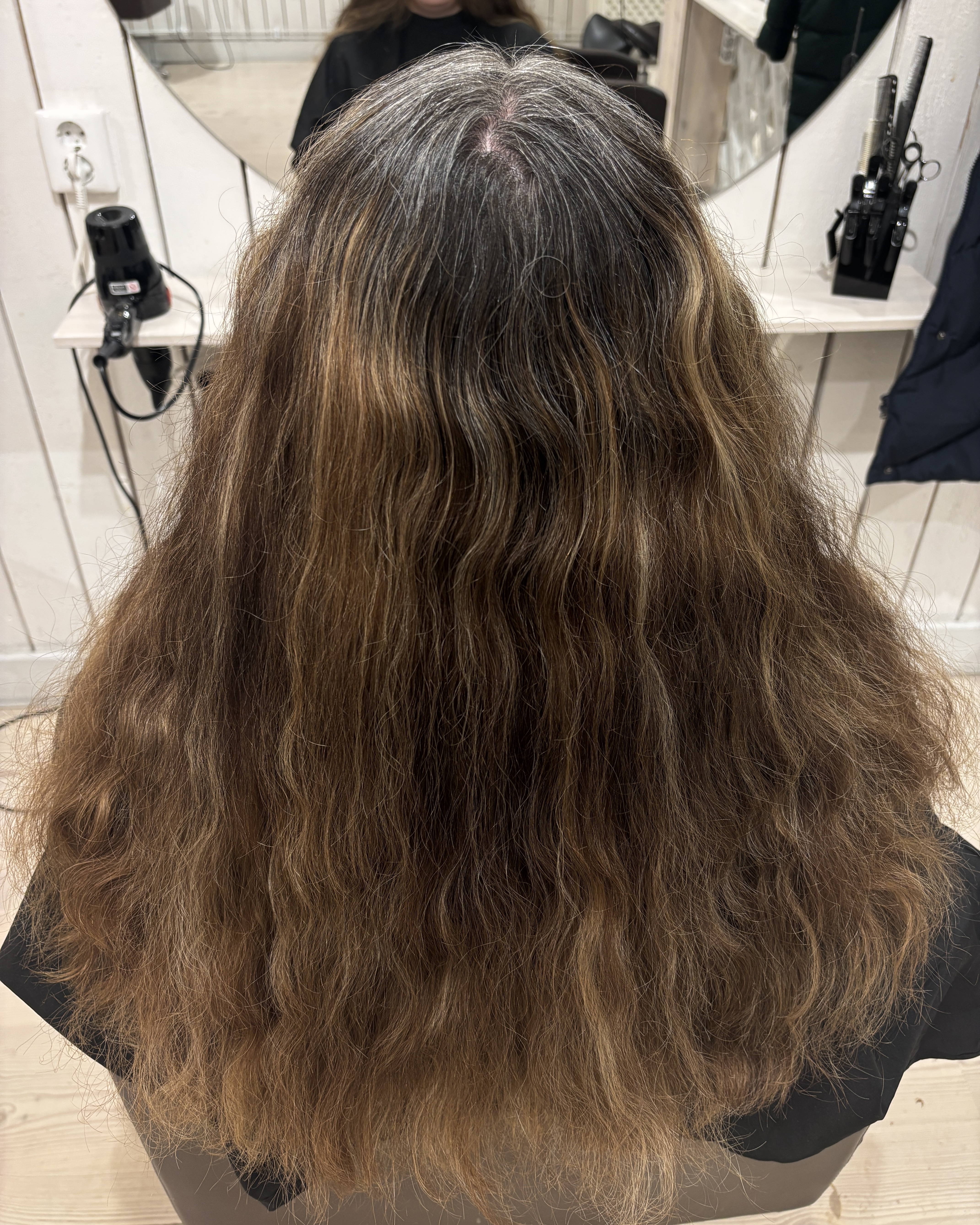 Kopprig hårfärg slingor