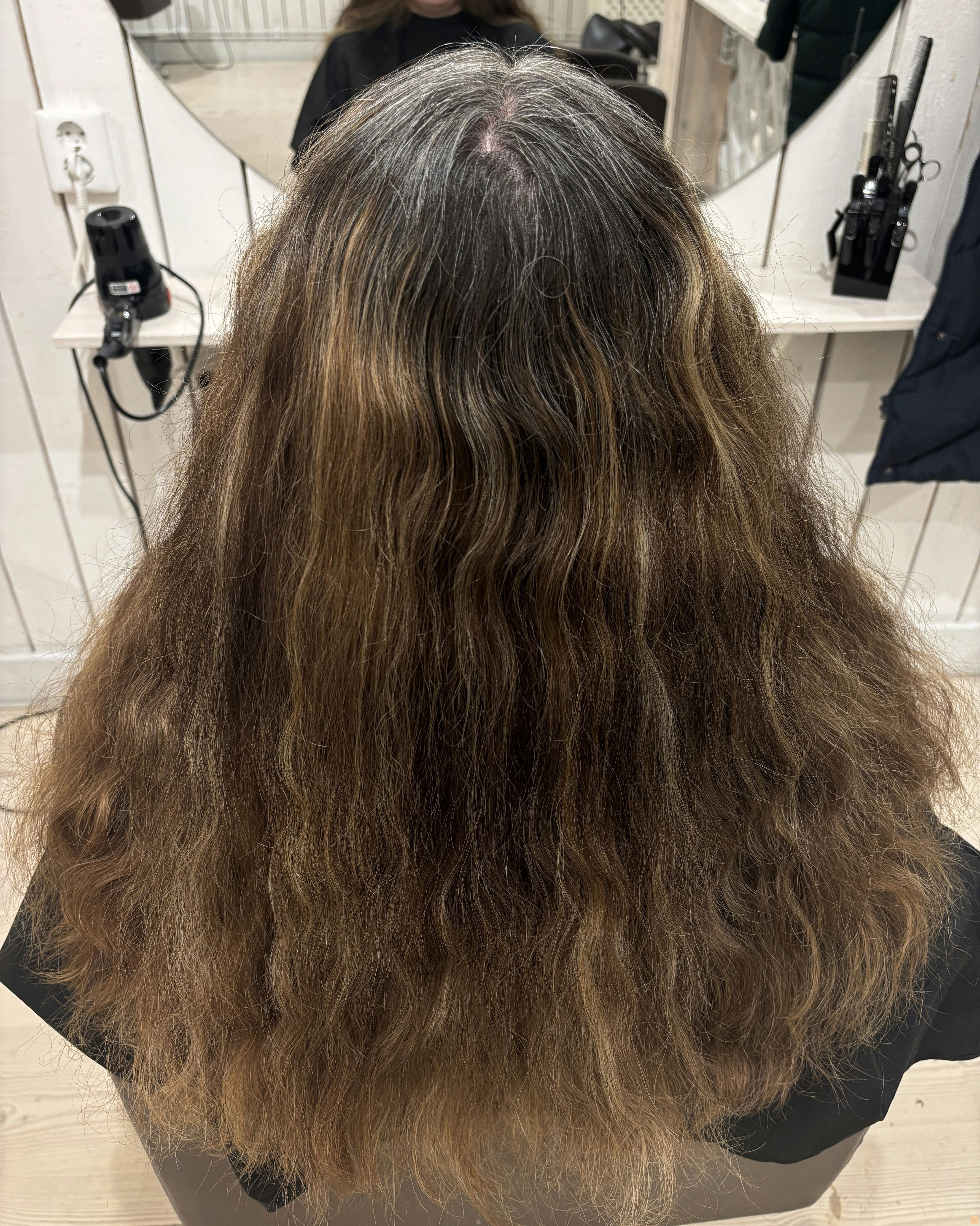 Kopprig hårfärg slingor