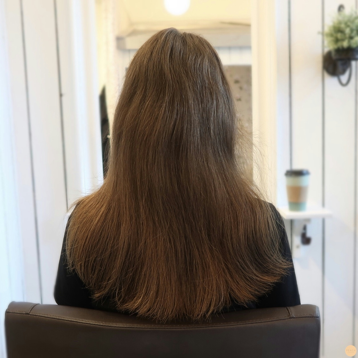 Brun hårfärg med babylights