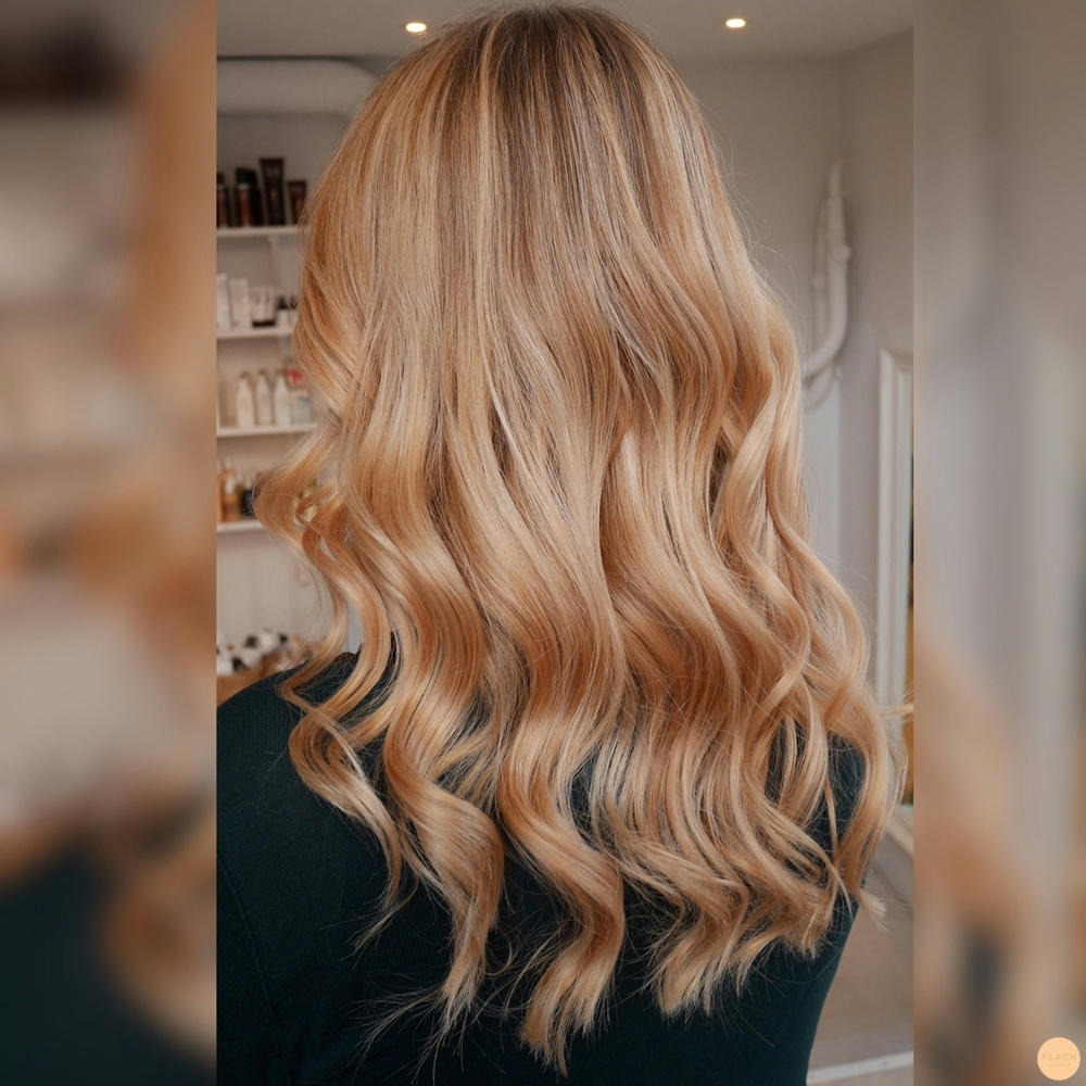 Peach blond hair & Malibu C Crystal Gel rensning av beläggningar
