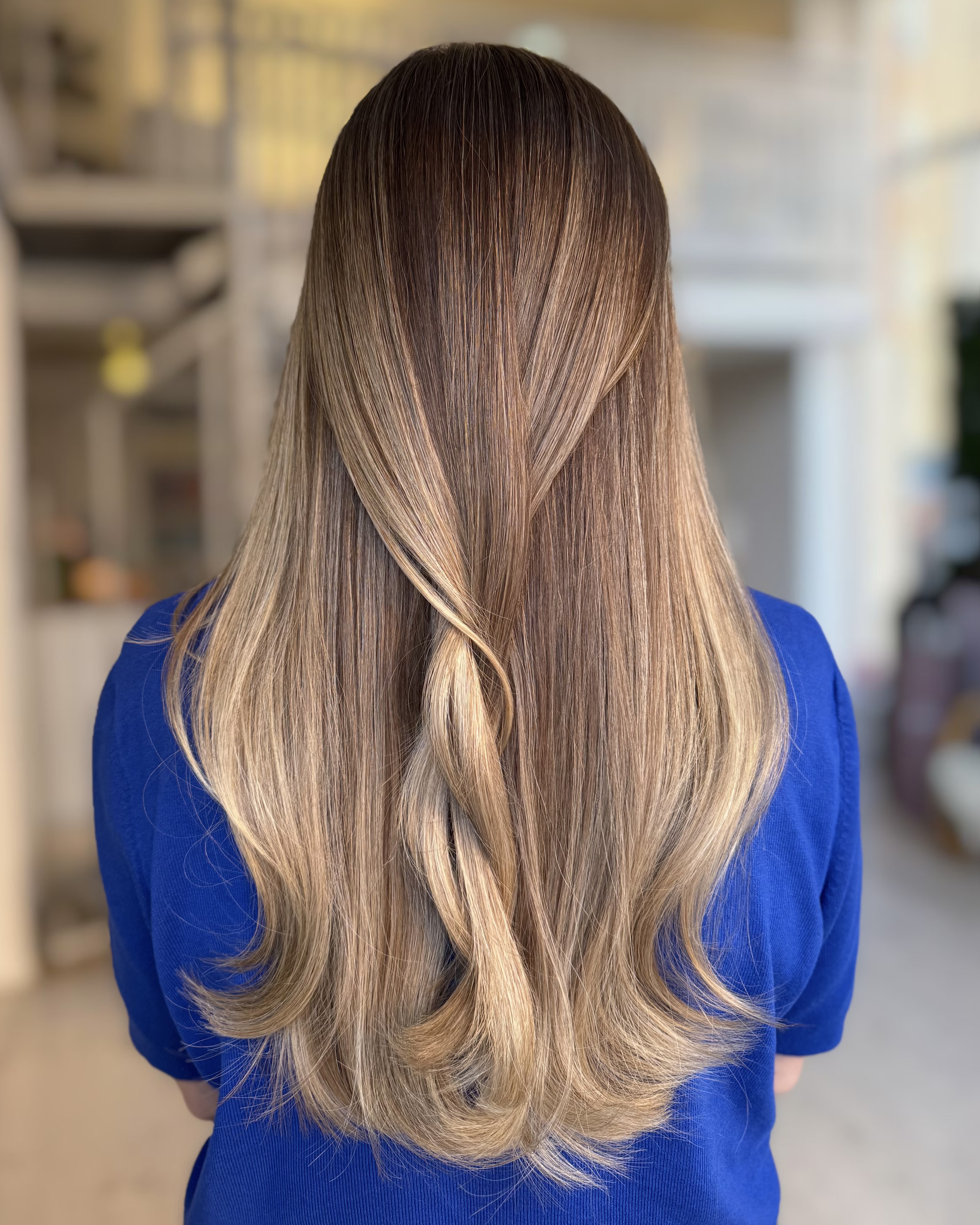 Soft balayage face frame