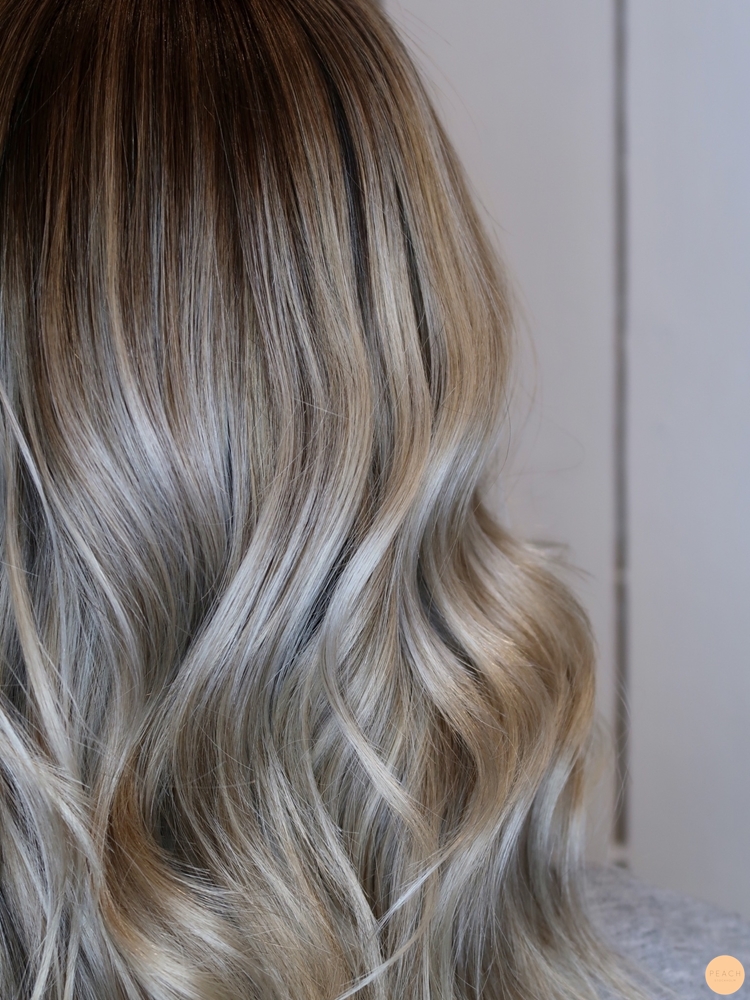 Balayage hair blonde, foilayage slingor