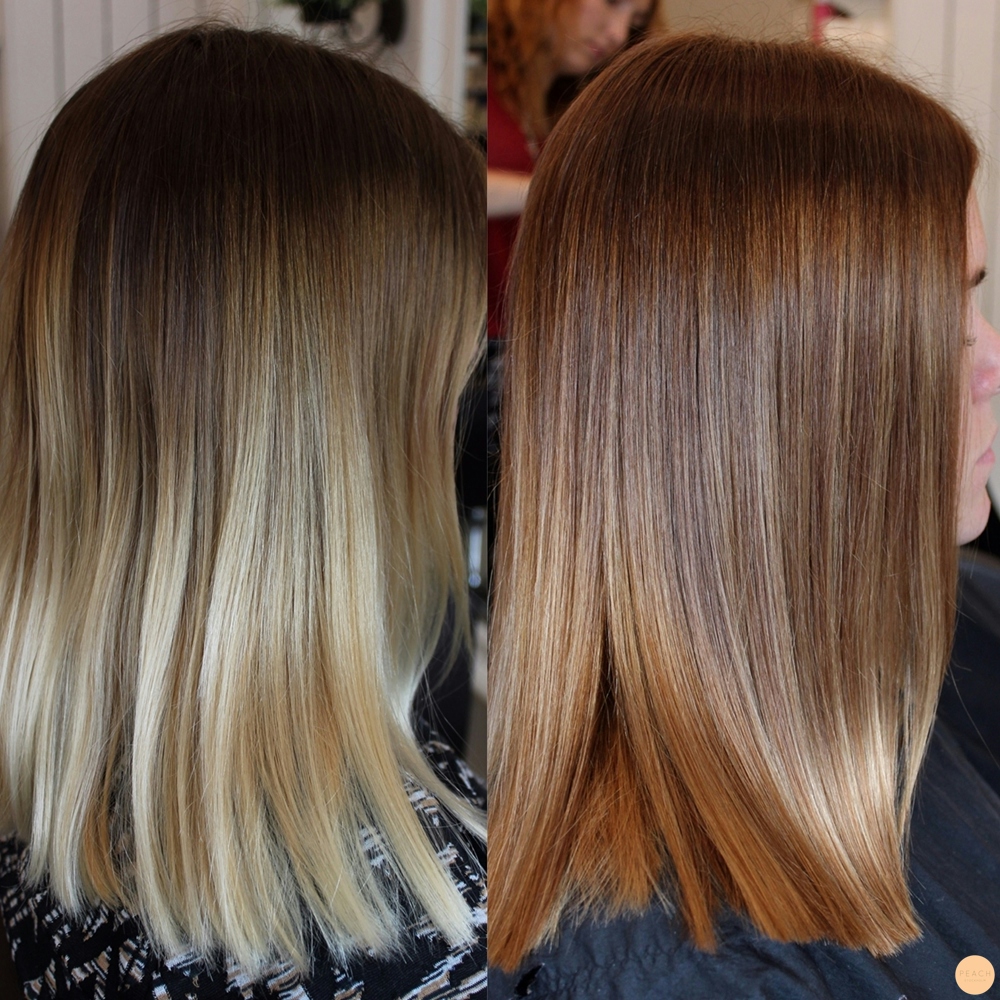 Bronde sombre hårfärg med varma slingor | Warm bronde sombre hair