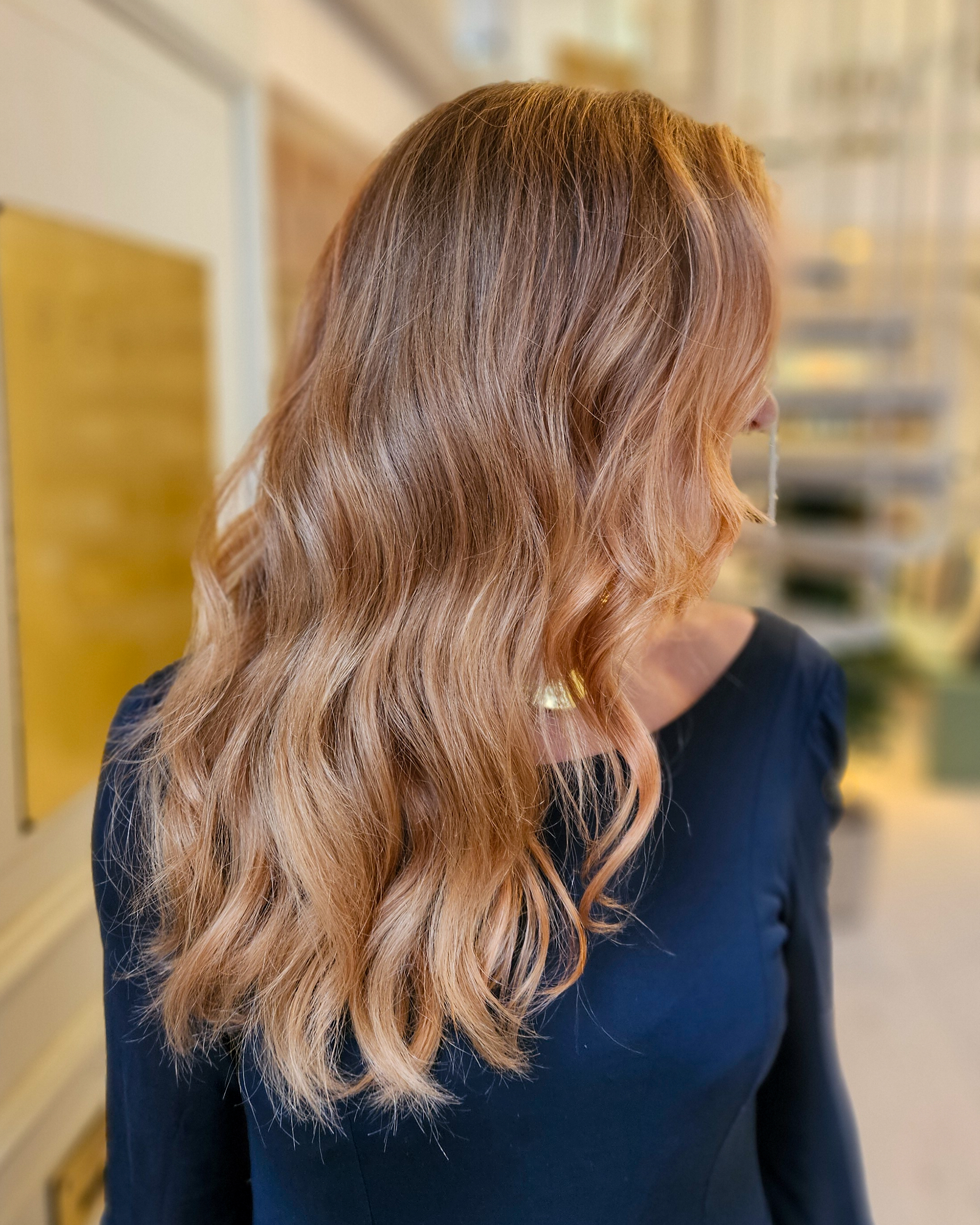 Soft peach hair color