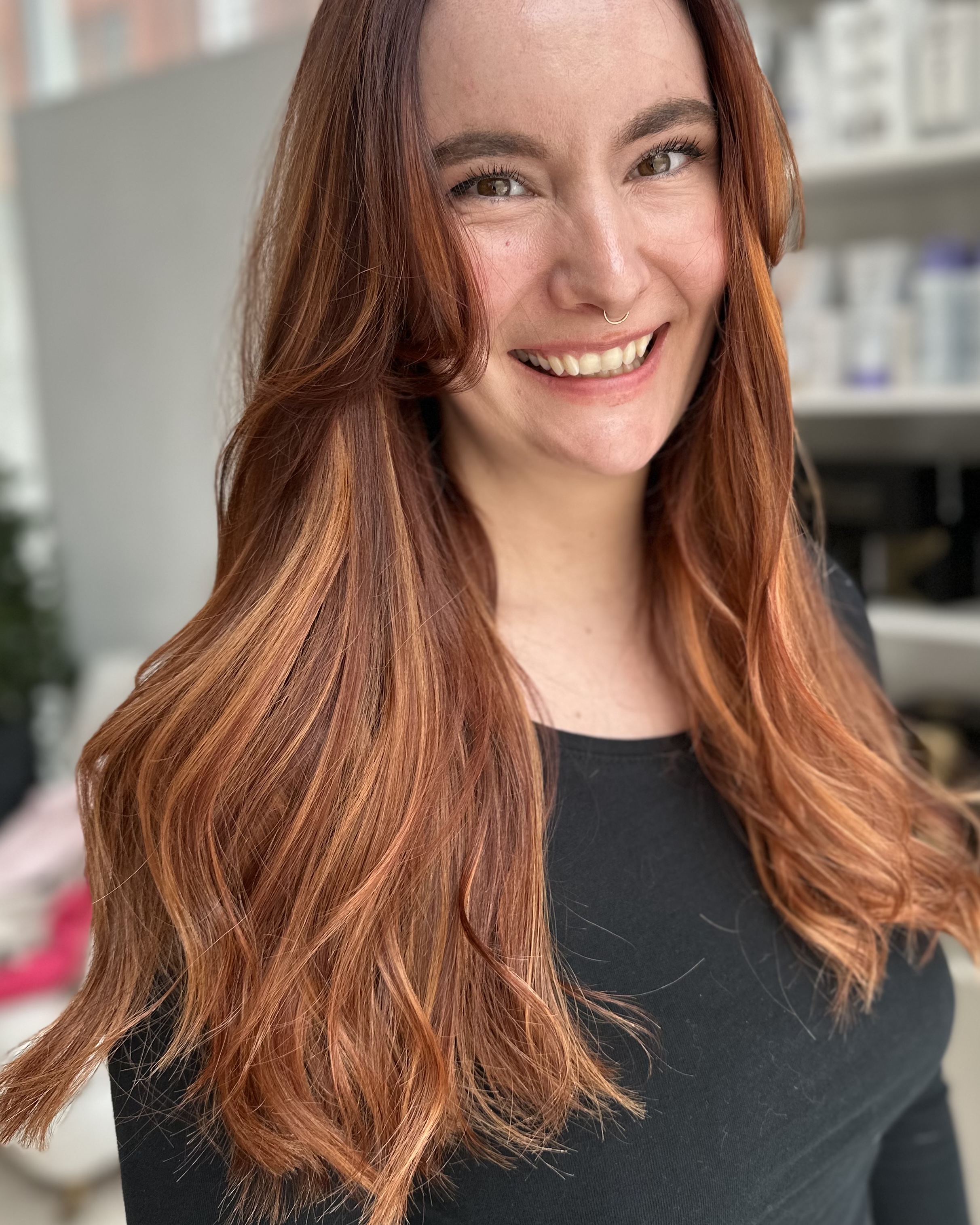 Copper Balayage Stor Färgförändring 